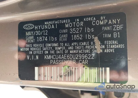 2013 Hyundai Accent Gls/Se z USA, uszkodzony, nr VIN KMHCU4AE6DU299622